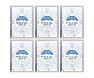 JMS we create smile A4 Silver Photo Frames - Set of 6 | Showcase Your Memories, Elevate Your Space | Modern Glass Front Picture Frames for Certificates, Photos & Wall Décor (A4)