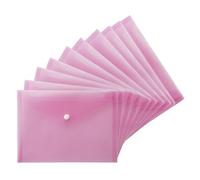 JMS we create smile A4 Translucent Stud Wallet (100 Pcs) Plastic Popper Document Wallets Waterproof, Clear Transparent Folder - Plastic Popper Wallet with Button Closure (Pink)