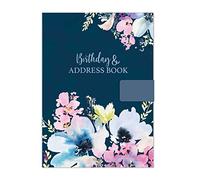 JMS we create smile - A5 A to Z Telephone Birthday/Address Book - Alphabetical Tabs A-Z Index Names with Phone Numbers & Emails for Home, Office Work (Navy Floral)