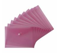 JMS we create smile A5 Plastic Popper Document Wallets, Translucent Stud Wallet, Pack of 15 (150 Pcs) Waterproof, Transparent Folder, Plastic Popper Wallet with Button Closure. (Pink)