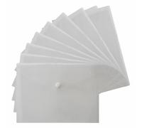 JMS we create smile A5 Plastic Popper Document Wallets, Translucent Stud Wallet, Pack of 20 (200 Pcs) Waterproof, Transparent Folder, Plastic Popper Wallet with Button Closure. (Clear)
