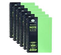 JMS we create smile A5 Ruled Spiral Notebook Pack of 6 - Green Writing Pads with Hardwearing Poly Cover, 140 Pages, 68 GSM Smooth Paper, Ideal for School, Office, Revision & Meeting Notes