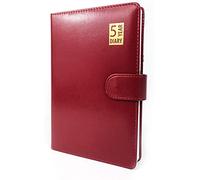 JMS we create smile - A5 Size 5 Year Undated Leatherette Padded Diary with Magnetic Closure - Daily Writing Journal (Red)