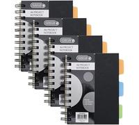 JMS we create smile A6 Spiral Project Notebook - 276 Pages (138 Sheets), 3 Subject Dividers - Ruled, Thick Paper, Portable Journal for Study, Work, Office & School Notes - Wirebound Notepad (4 Books)