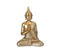 JMS we create smile - AURA GOLDEN BUDDHA STATUE| 30 CM | Gold Finish | Decorative Sculpture | Resin Figurine Symbol of Calm and Mindfulness for Table, Shelf or Spiritual Home Décor - (Large)