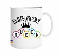 JMS we create smile Bingo Queen Mug - Funny Gift for Her - 10oz White Ceramic Coffee Cup - Bingo Lover Present - Dishwasher & Microwave Safe