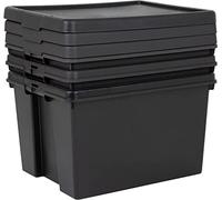 JMS we create smile - Black 45 Litre BAM Heavy Duty Recycled Plastic Storage Box with Lid- SUPER STRONG (3 Box)
