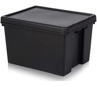 JMS we create smile - Black Bam 100% Recycled Super Strong Impact Resistant Re-Usable Storage Boxes With Lids 45 Litre 49.00 x 39.50 x 32.00 cm (1 Box)