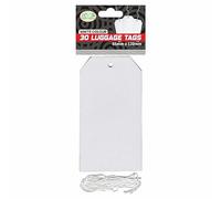 JMS we create smile - Brown and White Kraft Tags, Luggage Labels with String 12 x 6.5 CM Card | Blank Labels Hang on Manilla/White Gift (30 Pcs)