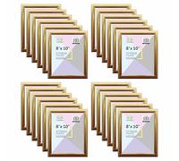 JMS we create smile | Bulk Buy 24-Pack - A4 Photo Frames - Picture Frames with Styrene Front | Wall Mount or Freestanding Display - Ideal for Home, Office, Gallery Wall & Gifts - (GOLD)