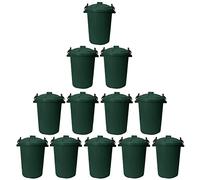 JMS we create smile DARK GREEN 50 Litre 50L Extra Large Heavy Duty Plastic Bin Dustbin Storage Unit with Locking Lid for Home Garden Rubbish Waste Animal Feed (12)