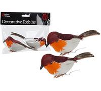 Decorative Robins/ Pack Of 2 In Polybag & Header Card. - Christmas Decoration - christmas decoration birds tree robins 2 x wire model artificial