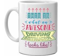 JMS we create smile Funny Gift Ceramic Novelty Coffee Tea Mug Cup in White Cute/Sweet/Awesome Theme Printed on Each Side Drinking Cups (Driving Instructor (Colourful))