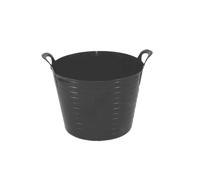 JMS we create smile - Genuine Flexible Tub Trug | Horse Feeding Bucket - Animal Feed Waste Collector | Multipurpose Flexible Rubber Storage Container Buckets - MADE IN UK. (BLACK, 26 Litre)