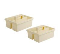 JMS we create smile [ ] - Kitchen Caddy Large 2 - Compartment High Grade Housekeeping Tool Portable Cleaners Carry All Tote Tray Basket Multi Cleaning Tool UtilityTray (Soft cream)