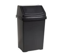 JMS we create smile Midnight Black High Grade Plastic Swing Bin with Flip Top - Waste Rubbish Kitchen Bin Dustbin (8 Litre)