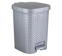 JMS we create smile Modern Stylish Waste Paper Bin Waste Basket Rubbish Bin Plastic Dustbin Garbage Can pedal Bin Ideal For Kitchen Bedroom Home Office (Pedal Bin, Grey)