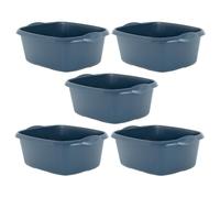 JMS we create smile Navy Rectangular Bowl, 39 cm Kitchen Washing Up Bowl, High Grade Plastic Mixing Basin | Sink Bowl, 12 Litre Bowl with Integral Handles Caddy Kitchen Home (Set of 5)