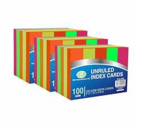 JMS we create smile - Neon Unruled Index Cards - 5 x 7 Flashcards Index Cards for Presentations - Stationery Supplies (Assorted Neon Colors)