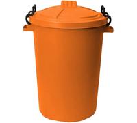 JMS we create smile - Orange 50L 50 Litre Large Heavy Duty Plastic Bin Dustbin, Storage Unit with Locking Lid for Home Garden Rubbish Waste Animal Feed