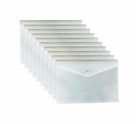 JMS we create smile (Pack of 10) A5 White Colour Document Storage Stud Wallets - Durable Plastic Secure Popper Closure Button to Organise Papers, Office Files, Folders