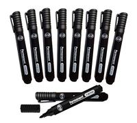 JMS we create smile pack of 10 Black Bullet Tip Permanent Marker Pens Waterproof Quick Drying Smear proof Pens Works on Cardboard Plastic Glass Wood Metal