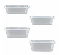 JMS we create smile (Pack of 100) - Assorted Sizes Clear Containers With Lids Food Storage Meal Prep Boxes Food Tubs Microwave & Freezer Safe For Home Pub Catering Kitchen (500ML, 650ML,750ML,1000ML)