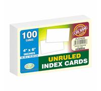 JMS we create smile (Pack of 100) White Unruled Index Cards - 4 x 6 Blank Record Revision Cards 130 GSM Flashcards Stationery Supplies for Presentation/Learning
