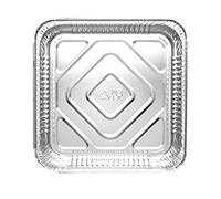 JMS we create smile Pack of 100pcs - Aluminum Foil Pans, Foil Containers, Roasting Trays for Baking, Disposable Foil Plate, Large Foil Trays Ideal for BBQ's and Party (9 x 9 x 1.5 Pan)