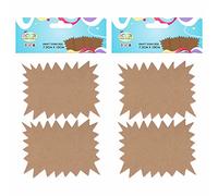 JMS we create smile (Pack of 120) Brown Kraft Starburst Rectangualr Blank Promotion Price Tags for Sales, Retail Store Price Labels & Store Display Tags (7.5 x 10 CM)