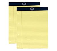 JMS we create smile - Pack of 2 x A4 Yellow Legal Pads 50 Sheets - 60 GSM Refill Pads with Ruled Margin, Paper Notepads for School Office Stationery