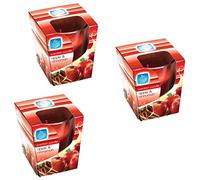 JMS we create smile - Pack of 3 Apple Cinnamon Scented Candle Glass Pot Jar Aromatherapy Fragrance-PAN Aroma-
