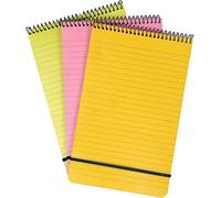 JMS we create smile (Pack of 3) Note Pad A5 Spiral Pocket Size Multi-Coloured Neon Ruled Notebook Notepads Cover Memo Pad Wired Note Lined Paper - Made in UK