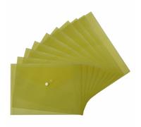 JMS we create smile (Pack of 30) A4 Plastic Translucent Document Wallets with Button - Colourful Plastic Carry Popper Wallets (Yellow)