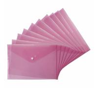 JMS we create smile (Pack of 30) A4 Plastic Translucent Document Wallets with Button - Colourful Plastic Carry Popper Wallets (Pink)