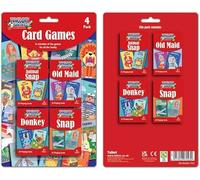 JMS we create smile Pack of 4 - Decks Classic Traditional Kids Plastic Coated Playing Card Game Happy Families Old Maid, Snap, Donkey, Animal Snap Durable