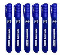 JMS we create smile (Pack of 6) Markers Thick Bullet Tip Pens Dry Wipe Whiteboard Pens Quick Drying Smear proof Pens Non Toxic Low Odour Plastic Glass Wood Metal (Whiteboard Markers, Blue)