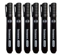 JMS we create smile (Pack of 6) Markers Thick Bullet Tip Permanent Marker Pens Dry Wipe Quick Drying Smear proof Pens Non Toxic Low Odour Plastic Glass Wood Metal (Permanent Markers, Black)