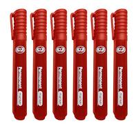 JMS we create smile (Pack of 6) Markers Thick Bullet Tip Permanent Marker Pens Dry Wipe Quick Drying Smear proof Pens Non Toxic Low Odour Plastic Glass Wood Metal (Permanent Markers, Red)