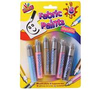 JMS we create smile Pack of 6 Metallic Fabric Paints Assorted Colours | Fashion Art