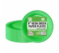JMS we create smile - Pack of 90 Bright Green Colour Party Paper Plates - Large 9'' Inches Disposable Coloured Paper Plates for Birthday Parties Supplies/Events