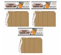 JMS we create smile - Pack of 90 Kraft Luggage Tags with String - 12 x 6.5 cm Paper Tags, Large Rectangle Craft Hang, Brown DIY Labels