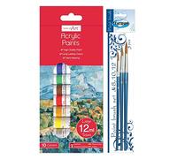 JMS we create smile Paints Set with 3 Paint Brushes Oil Paints/Acrylic Colour Kit for Artists | Crafts for Paper, Canvas, Rock Painting, Wood, Ceramic & Fabric (10 Acrylic Paint Set)