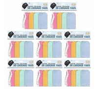 JMS We Create Smile Pastel Luggage Labels (240pcs) - 65mm X 120mm Assorted Pastel Coloured Strung Tags for Presents, Gifts, Retail Use & Travel Bags