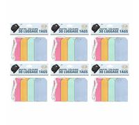 JMS We Create Smile Pastel Luggage Tags with String - Blank Paper Travel Tags for Suitcases, Bags & Storage Boxes, Strong Hanging Name Labels 65 x 120mm (6)