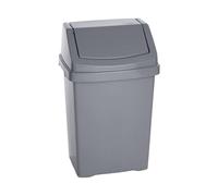 JMS we create smile Plastic Dustbin Waste Bin Swing Lid/Flap Lid Bins Trash Can Rubbish Waste Storage Animal Feed Bin With Lid For Home Office Garden - Made in UK (50 Litre, Silver/Grey)