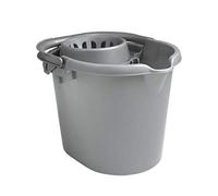 JMS we create smile - Plastic Mop Bucket with Wringer 16 Litre - Floor Bucket for Easy Cleaning (Silver/Grey, 16L Mop Bucket)