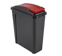 JMS we create smile Plastic Swing Top Bin & Recycle Recycling Rubbish Home Kitchen Office Dustbins (25L Recycle Bin, Red)