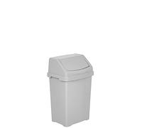 JMS we create smile Plastic Upcycled 8L Swing Bin Waste Recycling Dustbins Kitchen Bathroom Rubbish Trash Refused Bins (Soft Grey)