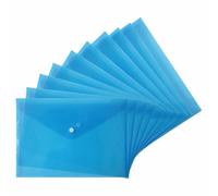 JMS we create smile - Plastic Wallets A4 - (Pack of 30) Waterproof Plastic Folders for Documents 33 x 23cm Assorted Colours Popper Wallet A4 with Snap Button (Blue)